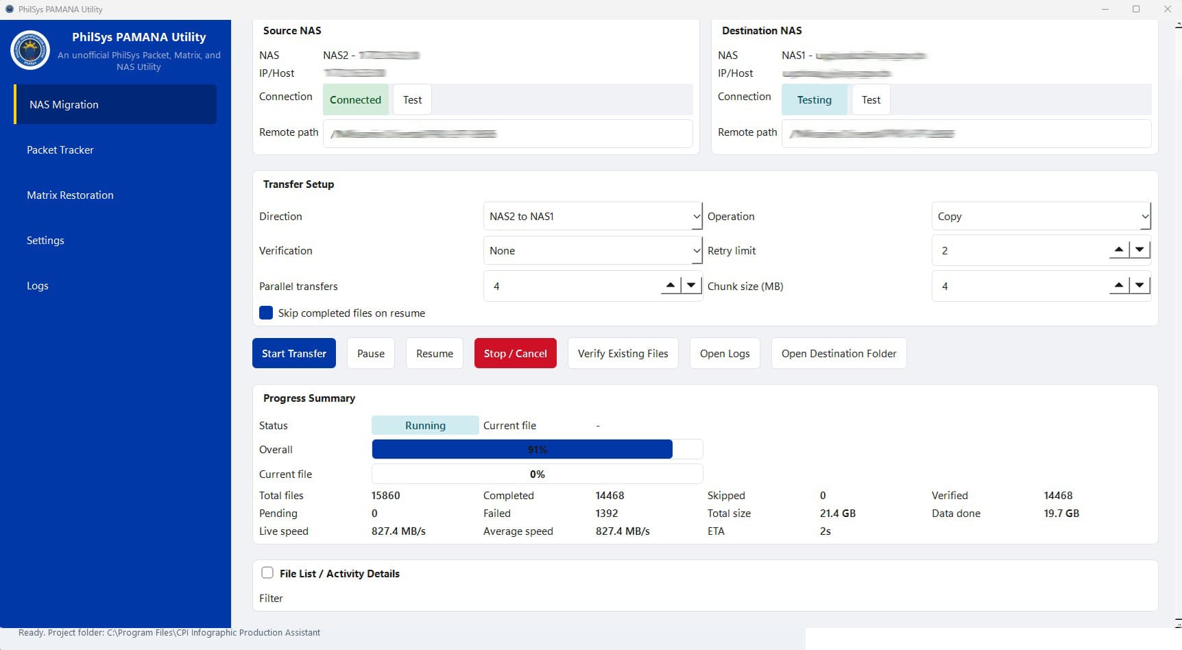 NAS Migration Support
